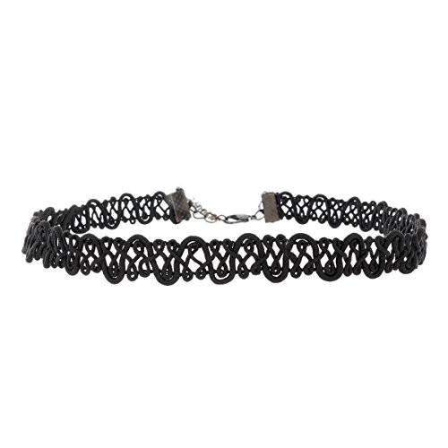Choker Necklace with Floral Lace in Black Color- Pop Fashion