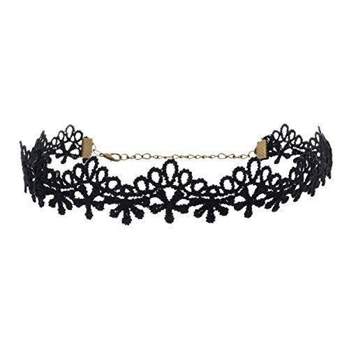 Floral Lace Black Design Choker Necklace and Lobster Clasp - Pop Fashion