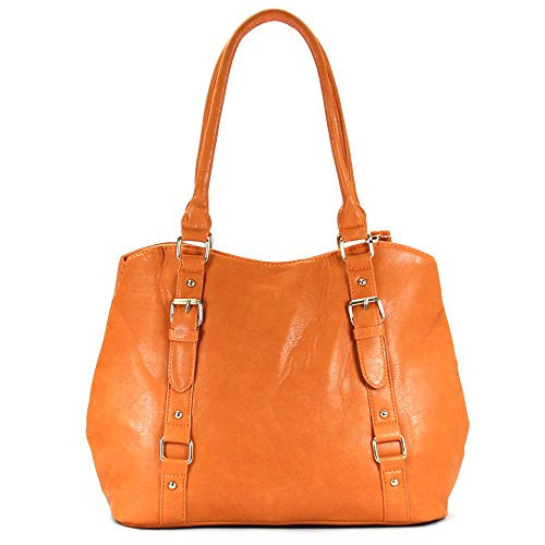 Pop Fashion Womens Casual Trendy Double Buckle Purse Handbag Tote Bag (Sunrise Saddle)
