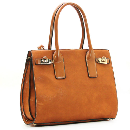 Everyday Leather Satchel with Detachable Shoulder Strap - Brown