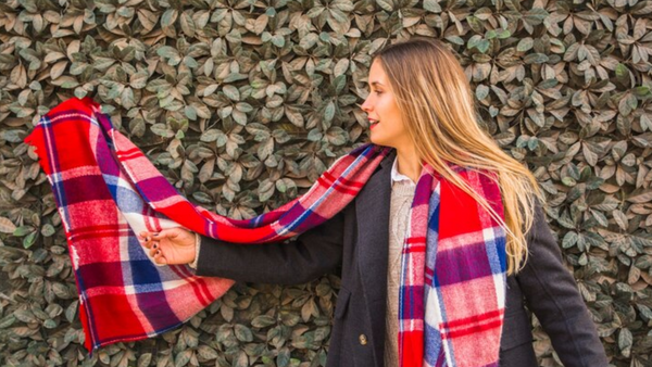 Styling the Square Pattern Scarf with Zipper Pocket for Valentine’s Day