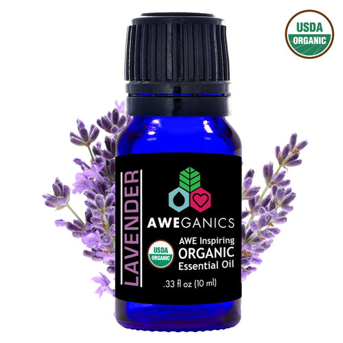Lavender Essential Oil, 10 ml, USDA Organic, 100% Pure & Natural Therapeutic Grade - Aweganics (10 ml)