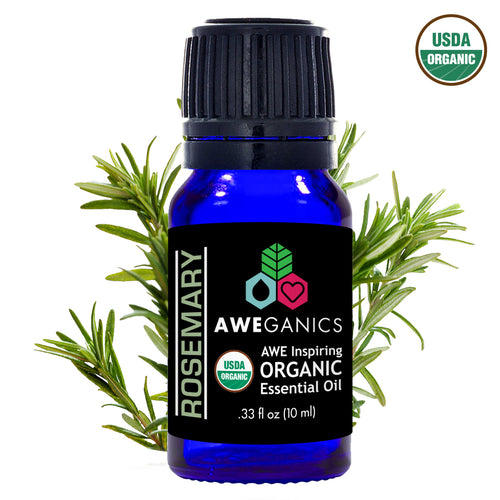 Rosemary Essential Oil, 10 ml, USDA Organic, 100% Pure & Natural Therapeutic Grade - Aweganics (10 ml)