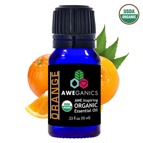 Orange Essential Oil, 10 ml, USDA Organic, 100% Pure & Natural Therapeutic Grade - Aweganics (10 ml)