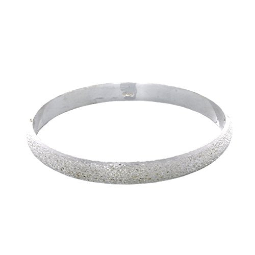 Pop Fashion Silvertone Circle Bangle Bracelet with Shiny Texture and Jewelry Gift Box