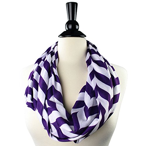 Pop Fashion Womens Chevron Arrow Patterned Infinity Scarf with Hidden Zipper Pocket