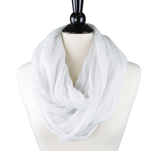 Pop Fashion Womens Infinity Lightweight Scarf Solid Color Scarf with Frayed Edges